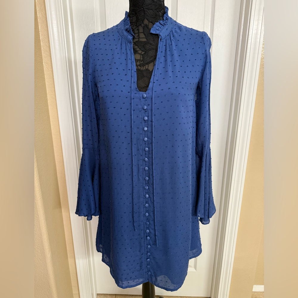 Stylish Blue Long Sleeve Dress